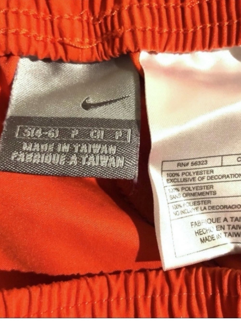 NIKE Orange Track Pants White & Black Contrast Stripes Size Small VINTAGE - Picture 5 of 6